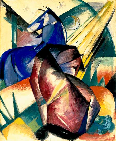 Two horses red and blue de Franz Marc