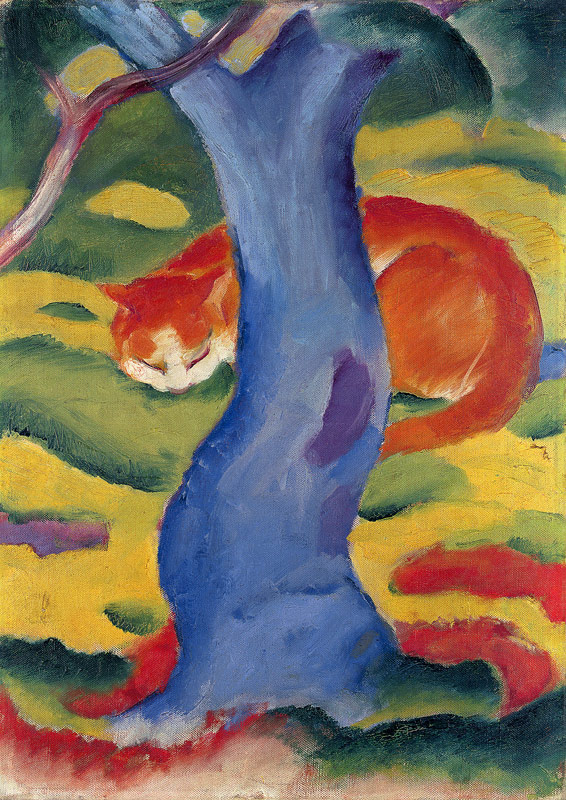 Cat behind a tree. de Franz Marc