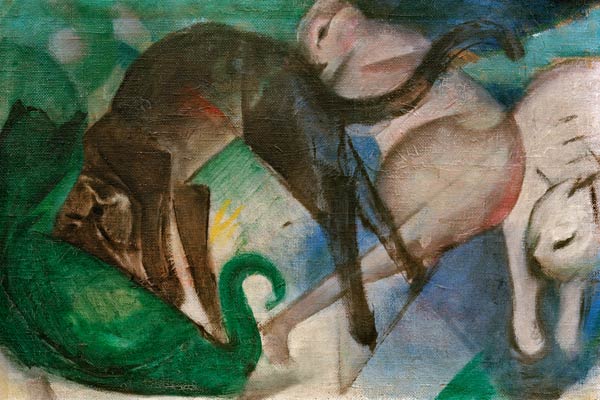 Cats Playing (Painting of Cats) de Franz Marc