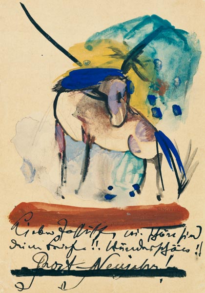 Horse. (on postcard to Else Lasker pupils) de Franz Marc