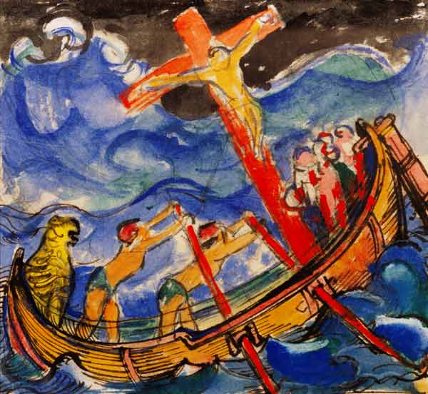 Cross driving in the storm. 1913th watercolour pai de Franz Marc
