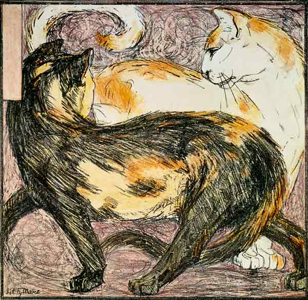 Two Cats (sketch) de Franz Marc