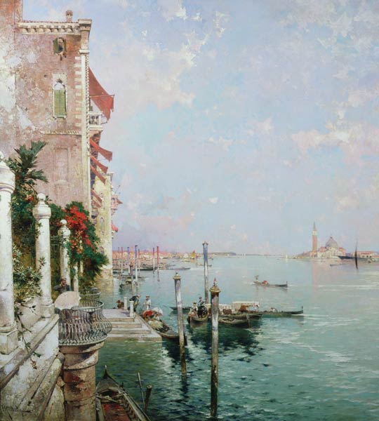Venice: View from the Zattere with San Giorgio Maggiore in the Distance de Franz Richard Unterberger