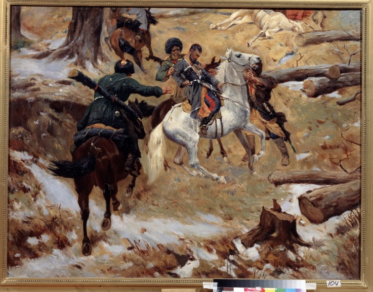 Death of the major general Nikolay Sleptsov on a fight in Chechnya on 10 December 1851 de Franz Roubaud