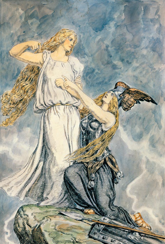 Brünnhilde and Waltraute, Götterdammerung, Act 1 de Franz Stassen