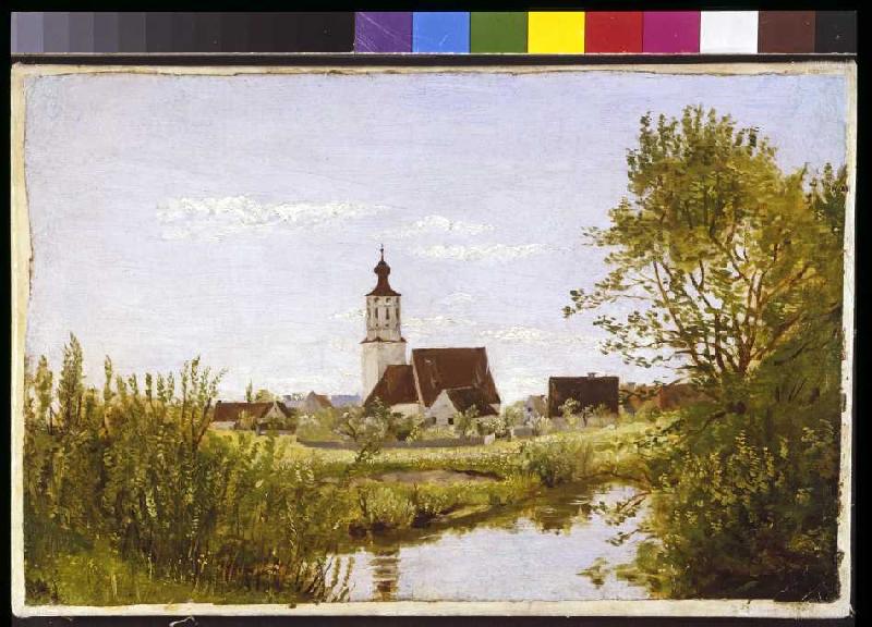 Landschaft mit Kirche de Franz von Lenbach