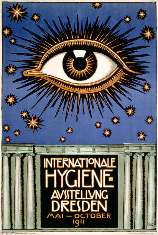 Advertisement for the 'First International Hygiene Exhibition' in Dresden, printed by Leutert und Sc de Franz von Stuck