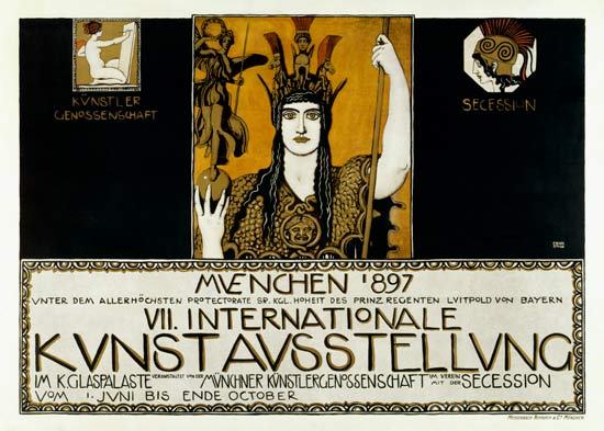 Poster original de la 7ma exposición Internacional de arte. de Franz von Stuck