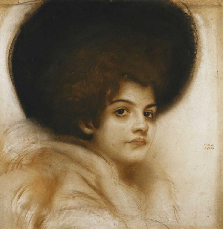 Porträt einer Dame mit Hut. de Franz von Stuck