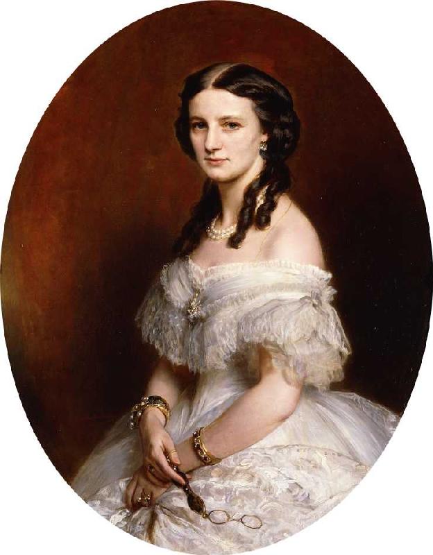 Portrait einer Dame in einem weißen Ballkleid. de Franz Xaver Winterhalter