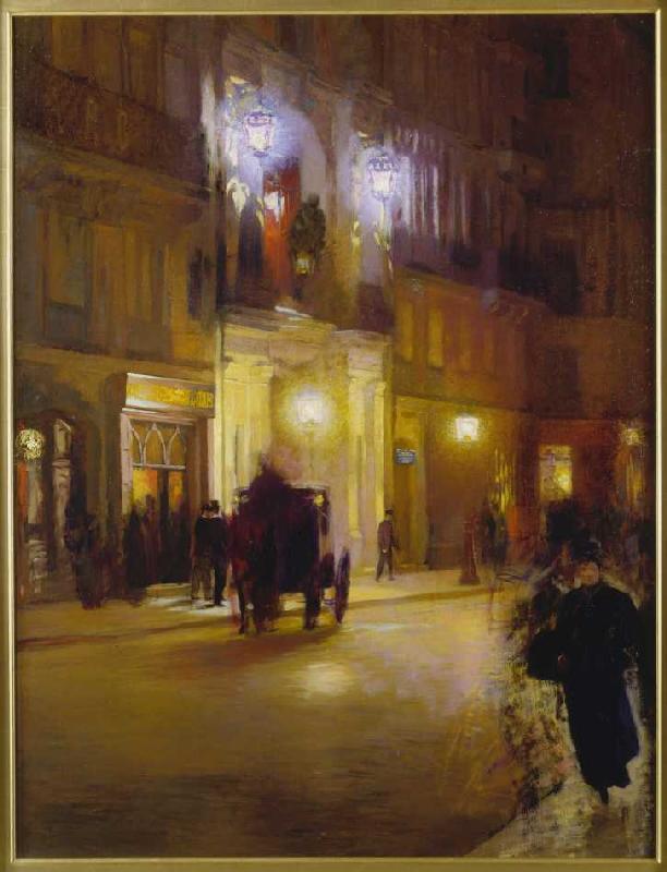 Evening street scene in front of the foil holding de Französisch