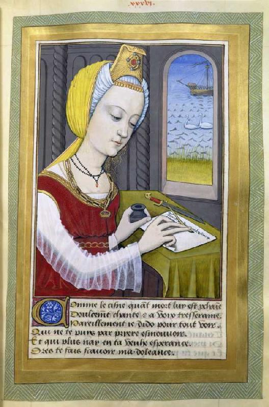 Dido writes to Aeneas (from Robinet Testard for Louise of Savoyen) de französisch Handschrift