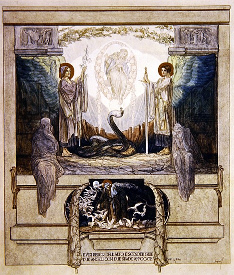Illustration from Dante''s ''Divine Comedy'', Purgatory, Canto VIII: 24 de Franz von (Choisy Le Conin) Bayros