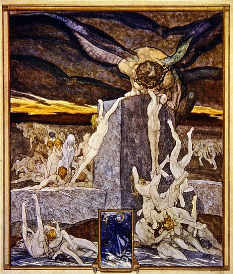 Illustration from Dante''s ''Divine Comedy'', Inferno, Canto XIX de Franz von (Choisy Le Conin) Bayros
