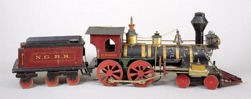 Railroad engine & tender model, 1877 (wood & metal) de Fred Butterfly