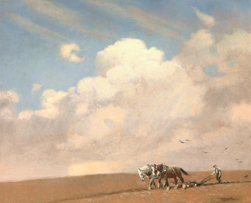 On the Berkshire Downs, c.1910s (oil on board) de Fred Hall