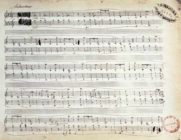 Facsimile of the score of 'Ballade Number 2 in F' de Frederic Chopin