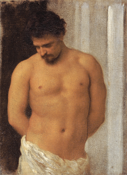 Study of a Male Figure (oil on canvas) de Frederic Leighton