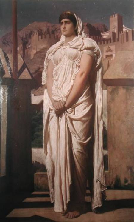 Clytemnestra from the Battlements of Argos Watches for the Beacon Fires which are to Announce the Re de Frederic Leighton
