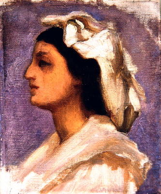 Head of an Italian Girl (oil on canvas) de Frederic Leighton