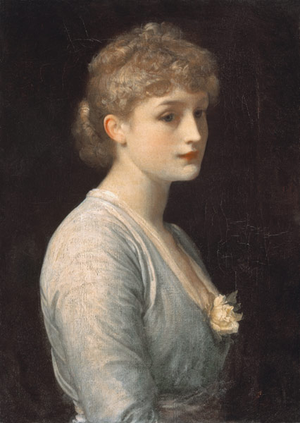 Dreamy portrait of a young woman. de Frederic Leighton