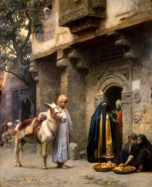 Escena de una calle árabe de Frederick Arthur Bridgman