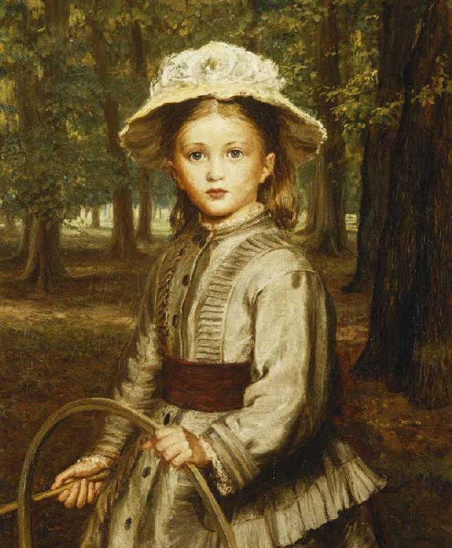 Ein Mädchen spielt mit einem Reif. de Frederick Bacon Barwell