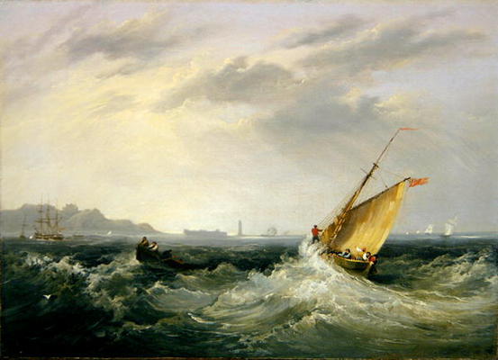 Cheshire at the Mouth of the River Mersey, 1838 (oil on canvas) (for pair see 257064) de Frederick Calvert