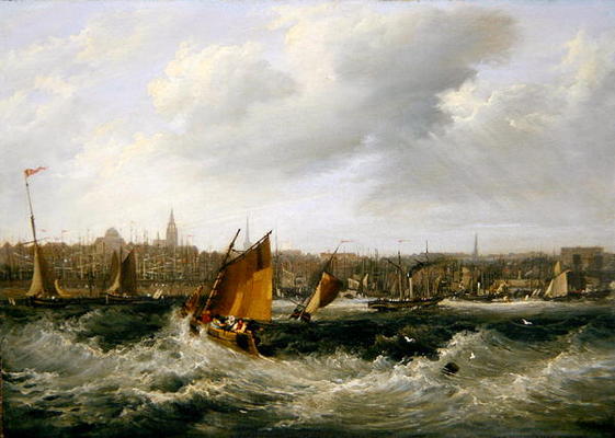 Liverpool, Lancashire from the River Mersey and New Brighton, 1838 (oil on canvas) (for pair see 257 de Frederick Calvert
