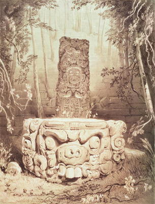 Mayan temple, Honduras (engraving) de Frederick Catherwood
