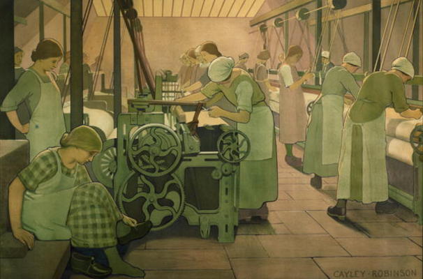 British Industries - Cotton, c.1923/4 (LMS Poster) de Frederick Cayley Robinson