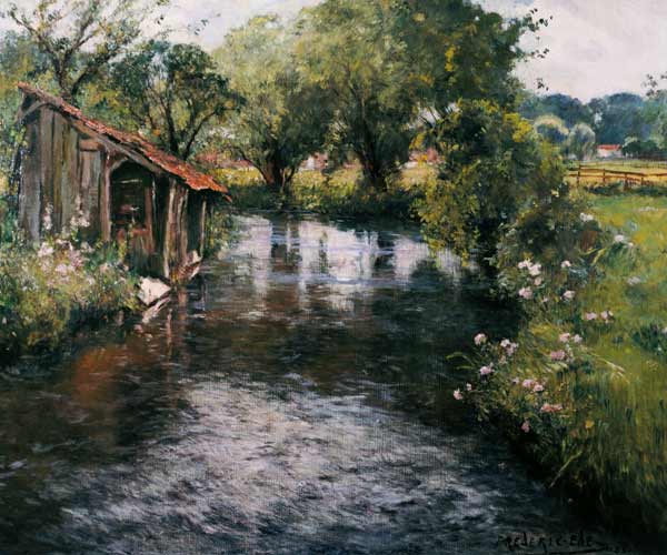 Wash-house on the banks of the Lunain de Frederick Charles Vipont Ede