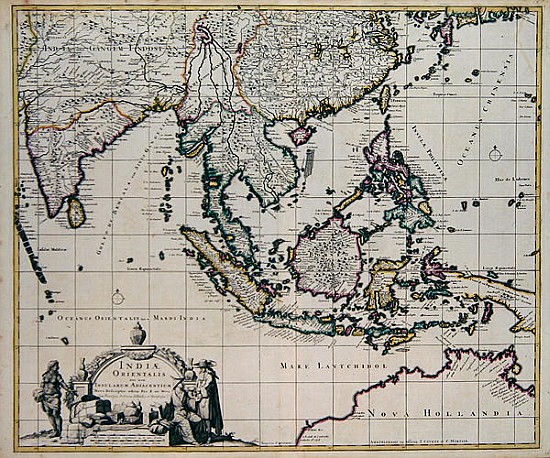 Map of India and the East Indies de Frederick de Wit
