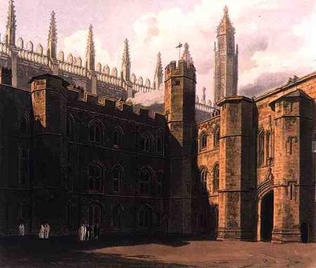 Court of King's College, Cambridge, from 'The History of Cambridge', engraved by Daniel Havell (1785 de Frederick Mackenzie