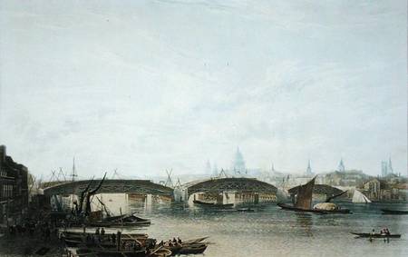 A View of the Southwark Bridge as it appeared in May 1818, engraved by W. Bennett after a drawing of de Frederick Nash