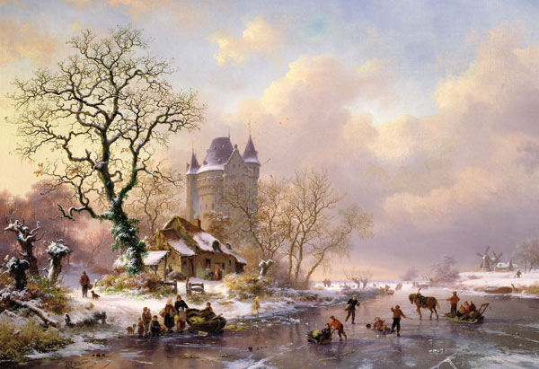 Winter Landscape with a Castle de Frederick Marianus Kruseman