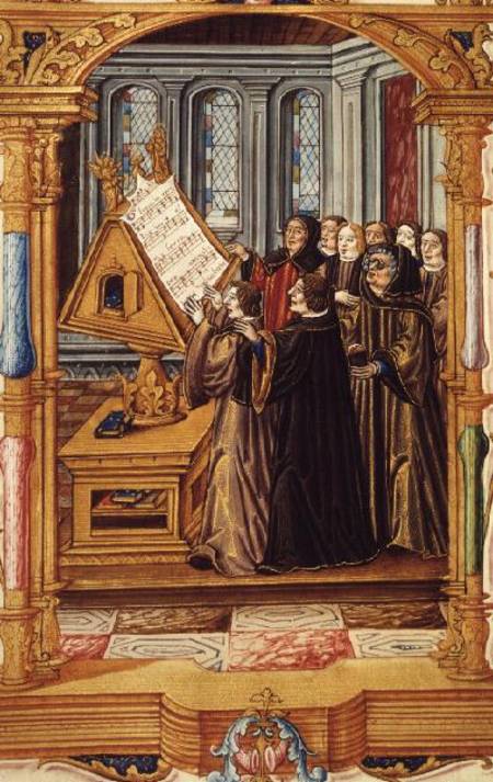 Ms Fr 1537 f.58v Illustration from 'Chants Royaux sur la Conception Couronnee du Puy de Rouan', depi de French School