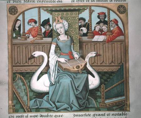 Ms Fr 1 fol.65v Allegory of Music, from 'Les Echecs Amoureux' de French School