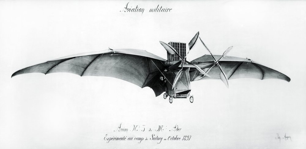 Avion III, ''The Bat'', designed Clement Ader (1841-1925) at the Satory military camp, October 1897 de French School