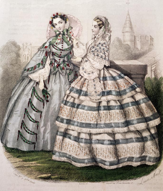 Day Dress for 1858; engraved by Barreau de French School