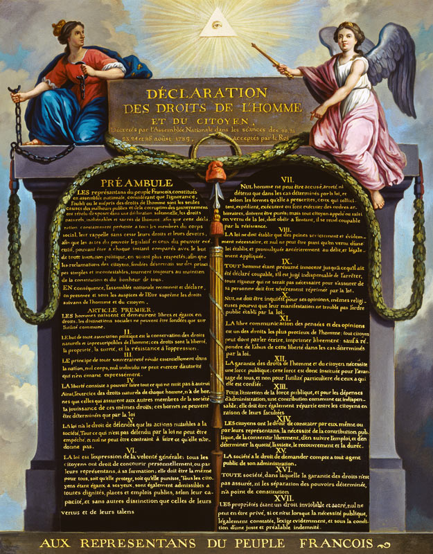 Declaration of the Rights of Man and Citizen de French School