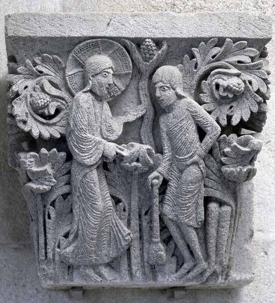 God telling Adam to work the land, original capital from the cathedral nave de French School