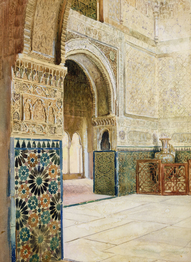 Interior of the Alhambra, Granada de French School