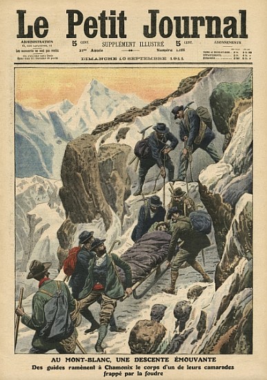 A moving descent down the Mont Blanc, illustration from ''Le Petit Journal'', supplement illustre, 1 de French School