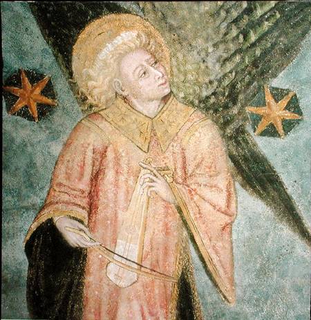 Angel musician playing a gigue, detail from the vault of the crypt de French School