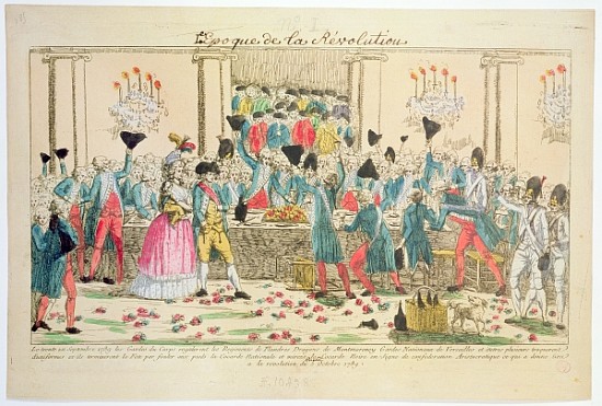 Banquet given on 1 October 1789 at the Versailles Opera House the King''s bodyguards to welcome the  de French School