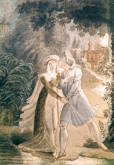 Blanca and Abon Hamet in the Gardens of the Alhambra, from ''Le Dernier des Abencerages'' Francois R de French School