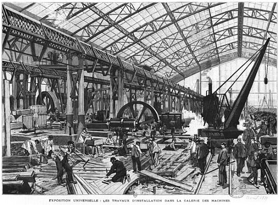 Building site of the Galerie des Machines at the Universal Exhibition of 1889, Paris, April 1889 de French School