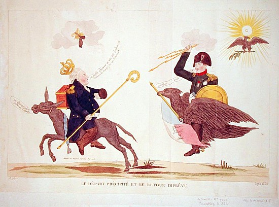 Caricature of the ''Hundred Days'', The Hasty Departure and the Unexpected Return de French School