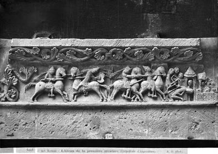 Cathedral of St. Peter in Angouleme, lintel detail on the west facade depicting scenes inspired by ' de French School